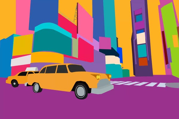 Times Square: Neon Block NYC Taxi by 5by5collective