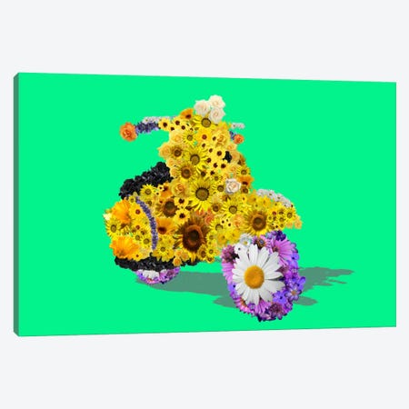 Flower Vespa Canvas Print #ICA257} by 5by5collective Canvas Wall Art