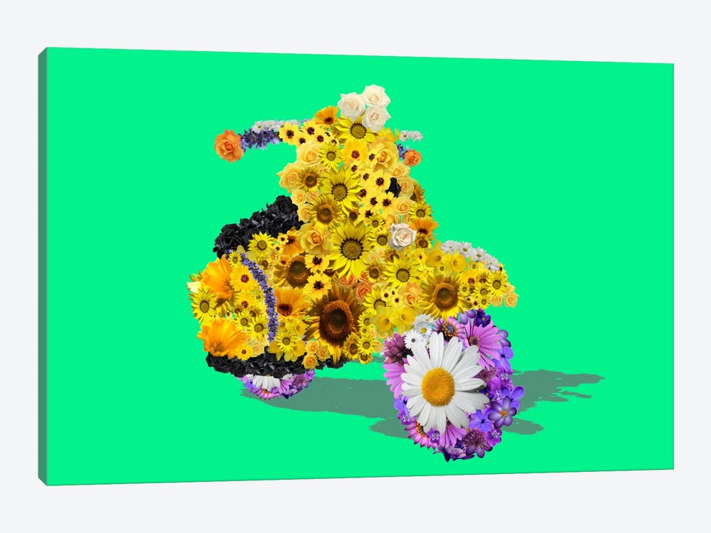 Flower Vespa by 5by5collective 1-piece Canvas Art Print