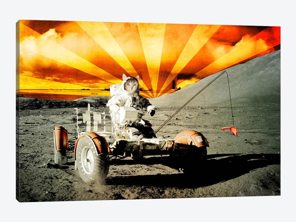 Cat Moon Rover by 5by5collective 1-piece Canvas Print