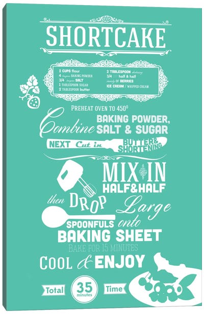 Shortcake Recipe Canvas Art Print - Cooking & Baking Art