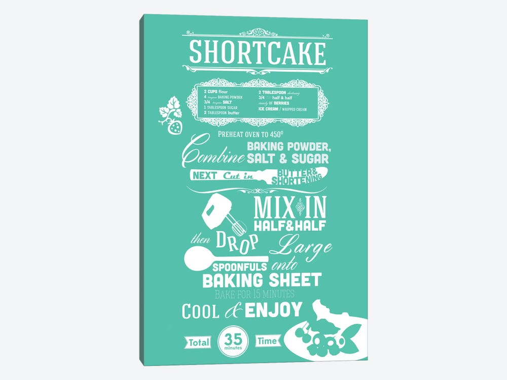 Shortcake Recipe by 5by5collective 1-piece Canvas Art Print