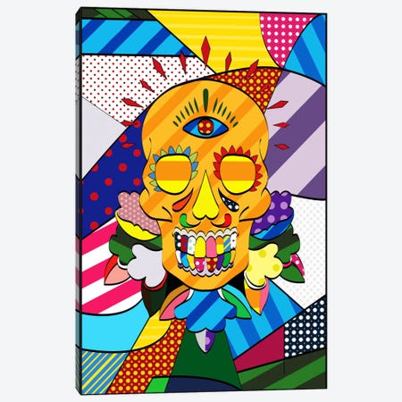 Sugar Skull Comic Art Canvas Print #ICA261} by 5by5collective Canvas Art