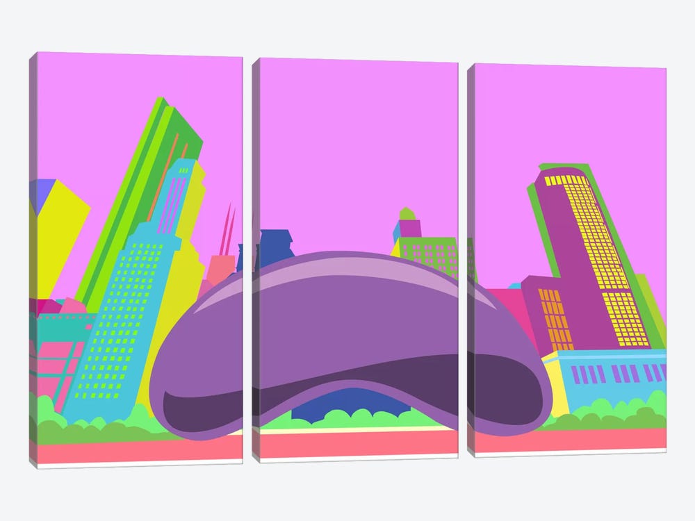 The Bean Pop Art (Chicago) by 5by5collective 3-piece Canvas Artwork