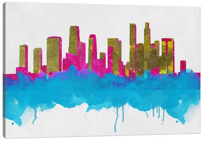 Goldleaf Watercolor Cityscape Canvas Art Print - Chicago Skylines