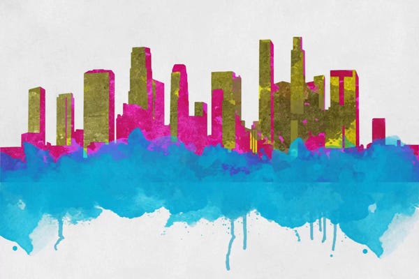 5by5collective: Goldleaf Watercolor Cityscape by 5by5collective