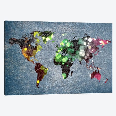 Tribal Swirl Patten World Map Canvas Print #ICA301} by 5by5collective Art Print