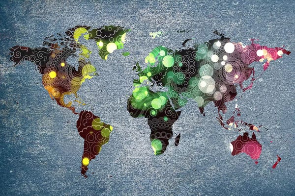 Globes: Tribal Swirl Patten World Map by 5by5collective