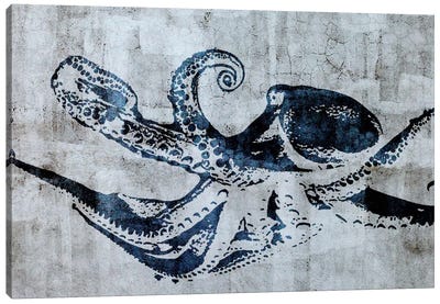 Stencil Street Art Octopus Canvas Art Print - Kids Ocean Life Art