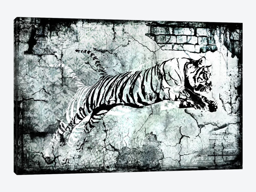 Stencil Street Art Tiger 1-piece Canvas Artwork