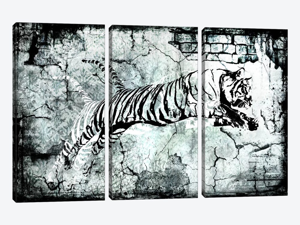 Stencil Street Art Tiger by 5by5collective 3-piece Canvas Art