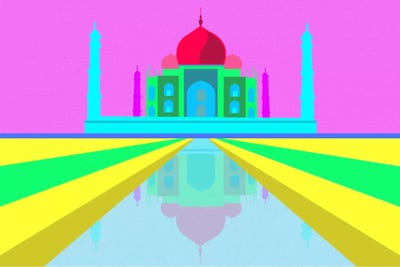 Neon Taj Mahal by 5by5collective canvas print