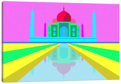 Neon Taj Mahal Canvas Art Print - The Seven Wonders of the World