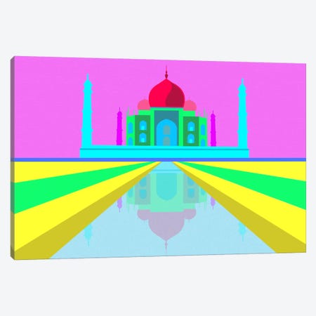 Neon Taj Mahal Canvas Print #ICA311} by 5by5collective Canvas Wall Art