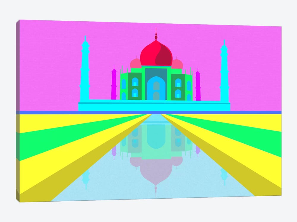 Neon Taj Mahal by 5by5collective 1-piece Canvas Artwork