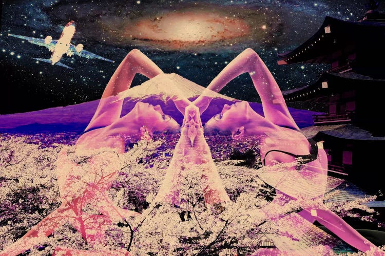 Yoga Under the Blossoms by 5by5collective wall art