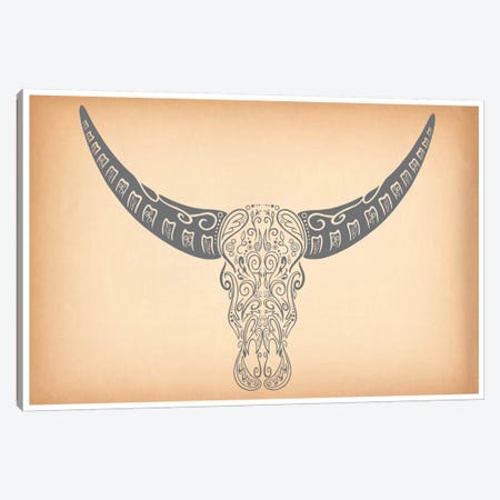 Longhorn Sugar Skull Canvas Print #ICA343} by 5by5collective Art Print