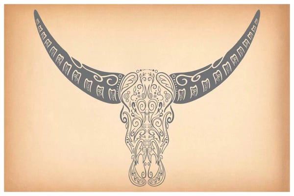 Native American Décor: Longhorn Sugar Skull by 5by5collective