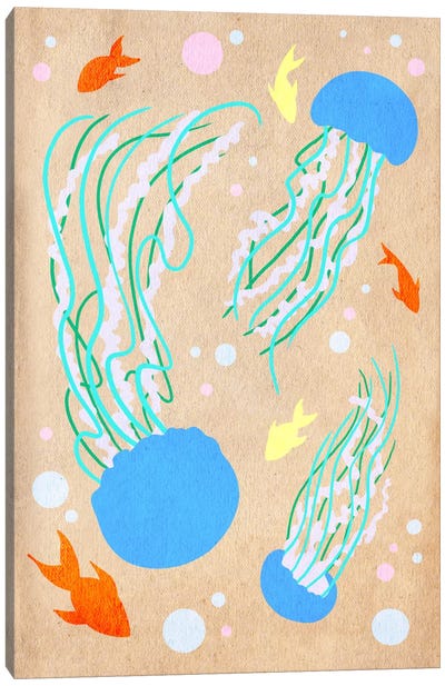 Koi's and Jellies Canvas Art Print - Koi Fish Art