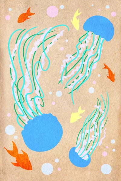 Kids Ocean Life Art: Koi's and Jellies by 5by5collective