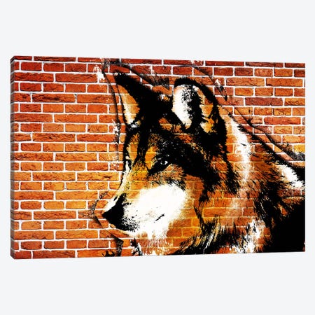 Lone Wolf Stencil Canvas Print #ICA36} by 5by5collective Art Print