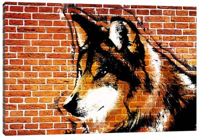 Lone Wolf Stencil Canvas Art Print - Stencil Animals