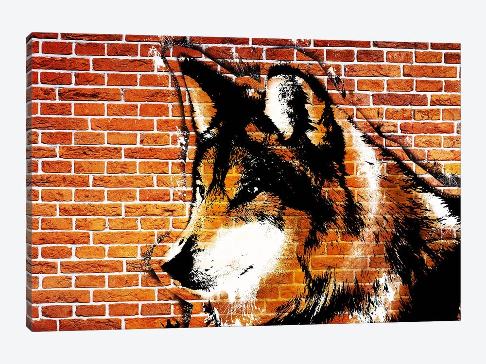 Lone Wolf Stencil by 5by5collective 1-piece Canvas Art Print