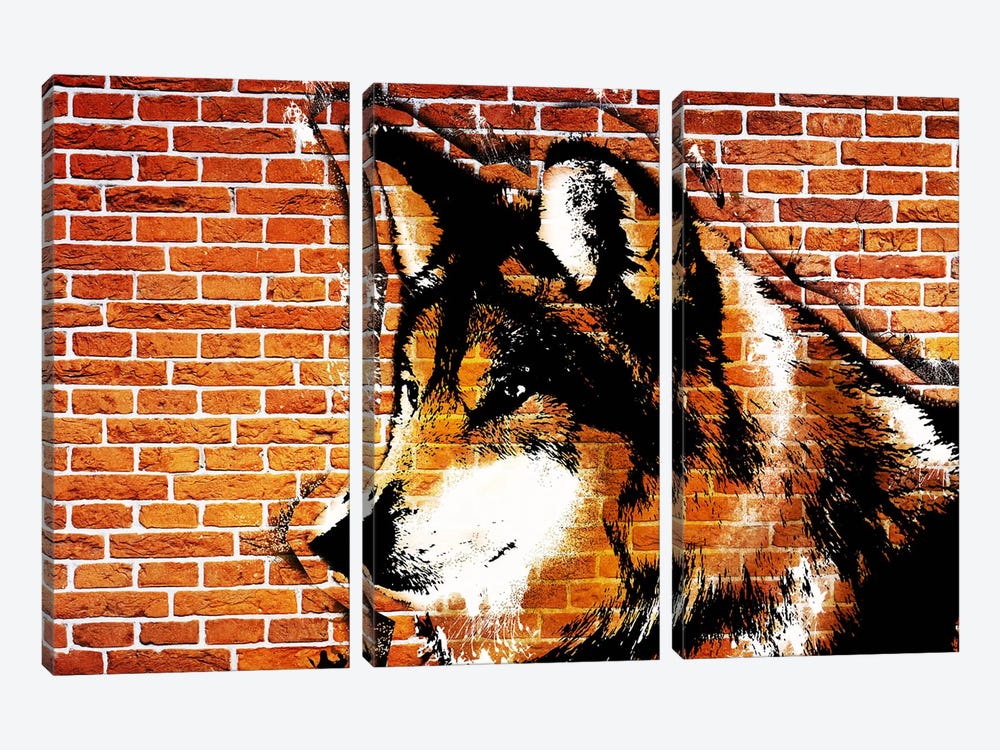 Lone Wolf Stencil by 5by5collective 3-piece Art Print