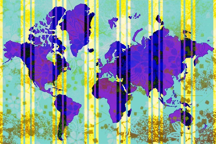 Floral Earth Map 2 by 5by5collective wall art