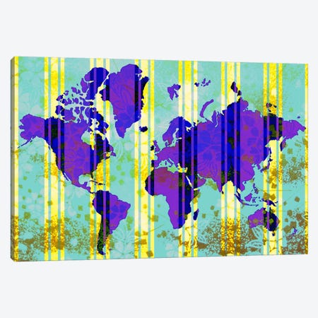 Floral Earth Map 2 Canvas Print #ICA379} by 5by5collective Canvas Artwork