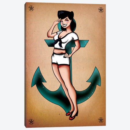 Sailor Girl Pinup Canvas Print #ICA37} by 5by5collective Canvas Art Print