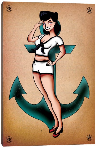 Sailor Girl Pinup Canvas Art Print - Pin-Up Art