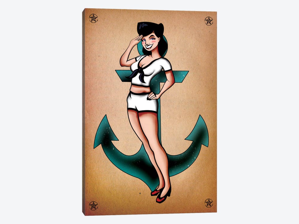 Sailor Girl Pinup by 5by5collective 1-piece Canvas Wall Art