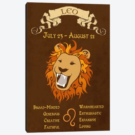Leo Zodiac Canvas Print #ICA394} by 5by5collective Art Print