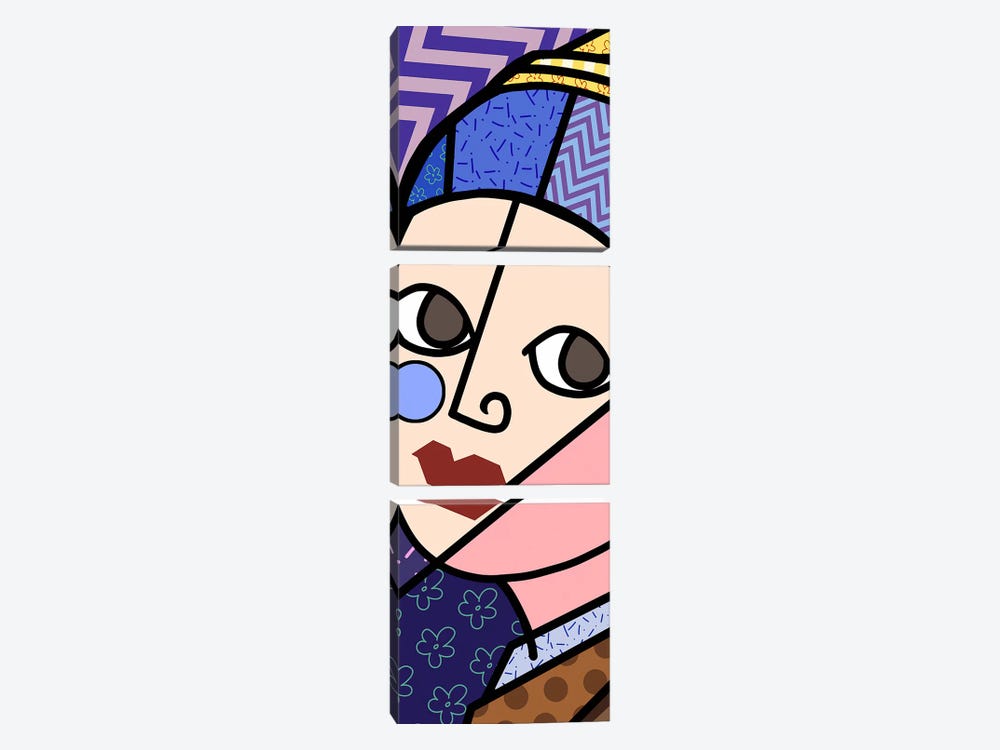 Girl With the Pearl Earring (After Johannes Vermeer) by 5by5collective 3-piece Canvas Art