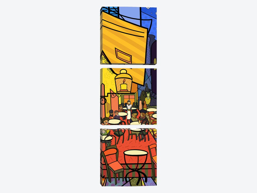 Cafe Terrace on the Place Du Forum (After Vincent Van Gogh) by 5by5collective 3-piece Canvas Artwork