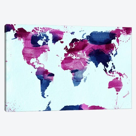 Watercolor World (Blue) Canvas Print #ICA40} by Unknown Artist Canvas Art Print
