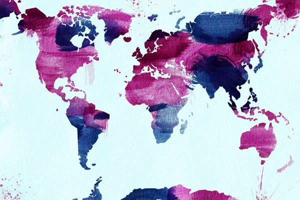 Globes: Watercolor World (Blue) by 5by5collective