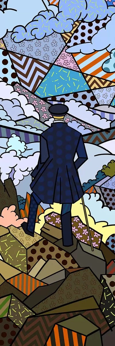 Wanderer Above the Sea and Fog (After Caspar David Friedrich) by 5by5collective framed canvas print