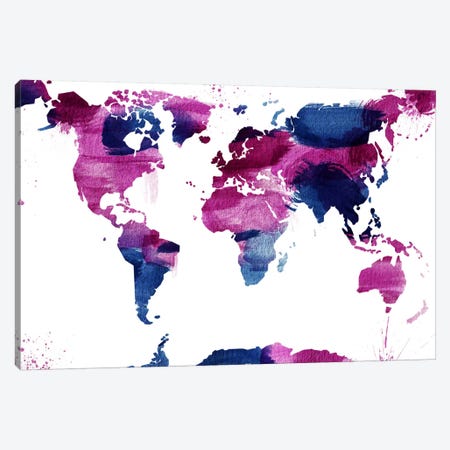 Watercolor World (Whtie) Canvas Print #ICA41} by 5by5collective Art Print