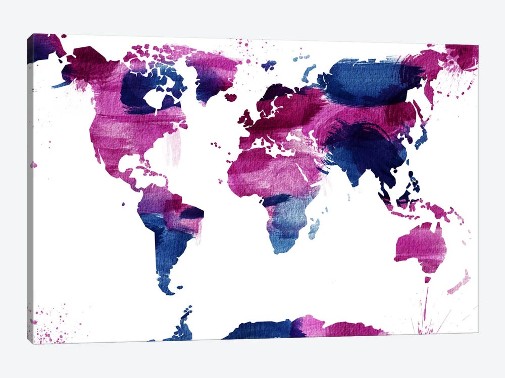 Watercolor World (Whtie) by 5by5collective 1-piece Canvas Art Print
