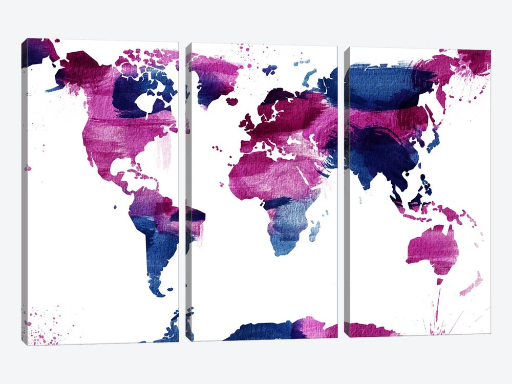 Watercolor World (Whtie) by 5by5collective 3-piece Art Print