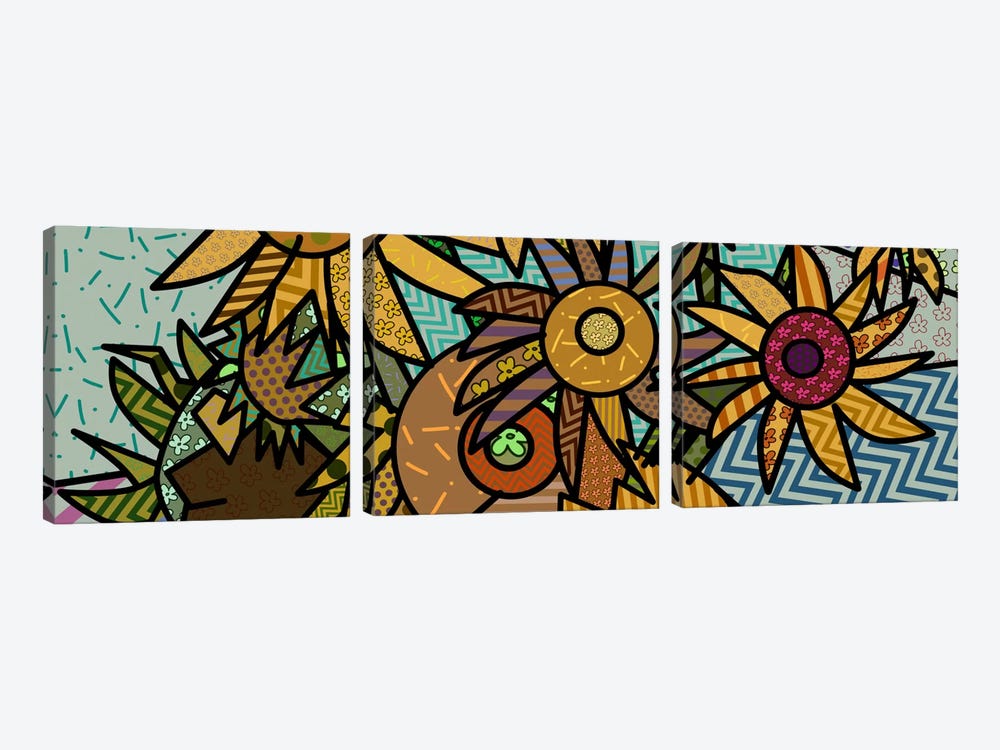 Sunflowers (After Vincent Van Gogh) by 5by5collective 3-piece Canvas Print