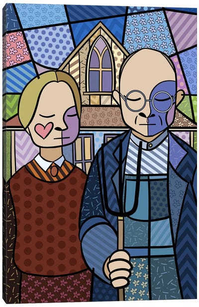 American Gothic 2 (After Grant Wood) Canvas Art Print - American Gothic Reimagined