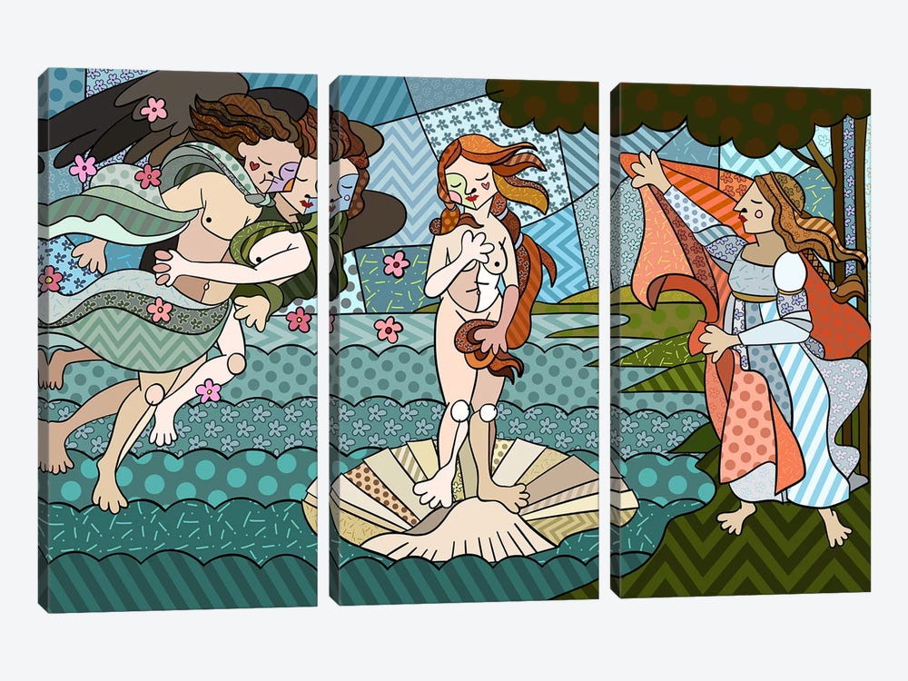 The Birth of Venus 2 (After Sandro Botticelli) by 5by5collective 3-piece Canvas Art