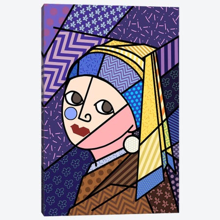 Girl With a Pearl Earring 3 (After Johannes Vermeer) Canvas Print #ICA440} by 5by5collective Canvas Art