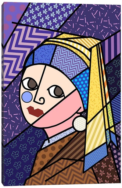 Girl With a Pearl Earring 3 (After Johannes Vermeer) Canvas Art Print - Girl with a Pearl Earring Reimagined