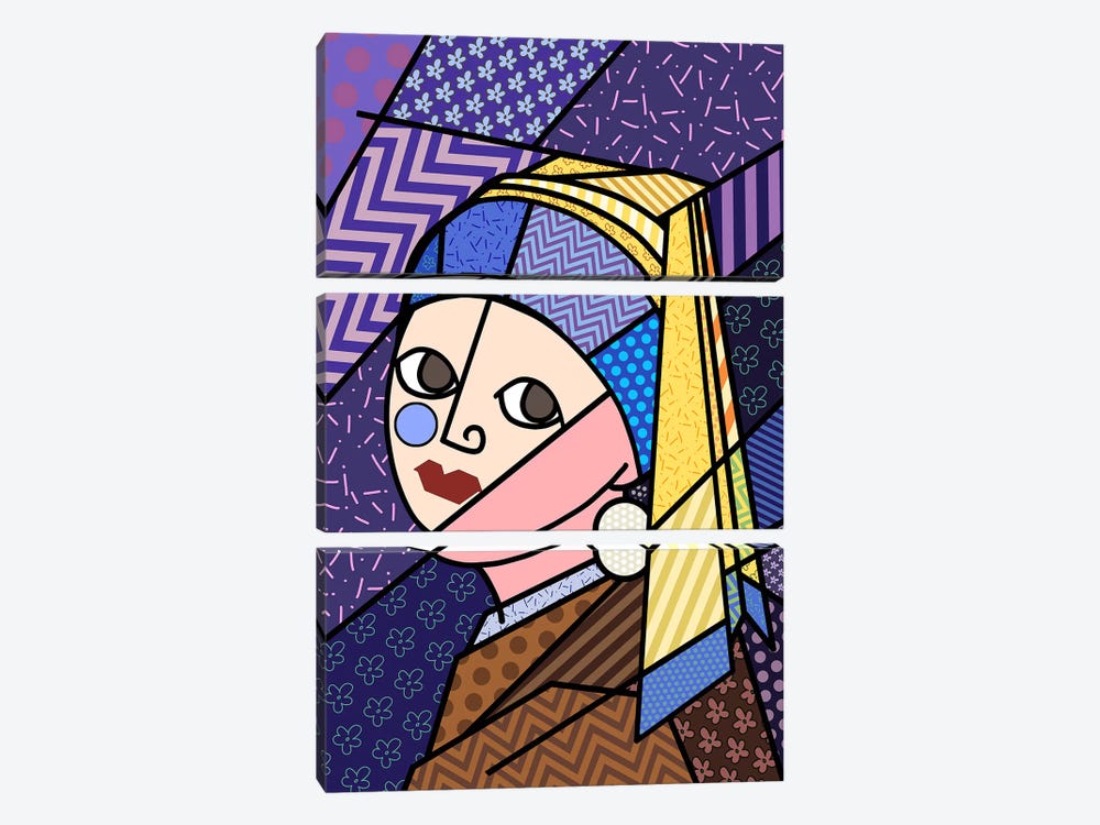 Girl With a Pearl Earring 3 (After Johannes Vermeer) by 5by5collective 3-piece Art Print