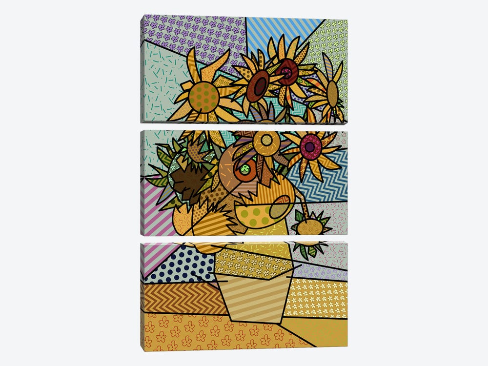 Sunflowers 2 (After Vincent Van Gogh) by 5by5collective 3-piece Canvas Artwork