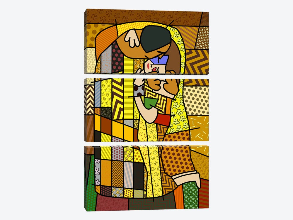 The Kiss 2 (After Gustav Klimt) by 5by5collective 3-piece Canvas Artwork